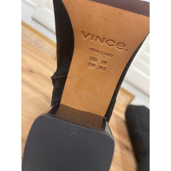 Vince Maggie Knee High Boots Black Suede Size 8 NWOB Riding Boots Round Toe - Picture 11 of 12